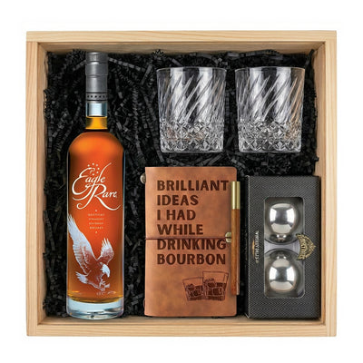 Eagle Rare 12 & Blanton's Original Gift Crate - wooden gift crate holding 2 American-made bourbon bottles, Eagle Rare 12 Year & Blanton's Original Single Barrel