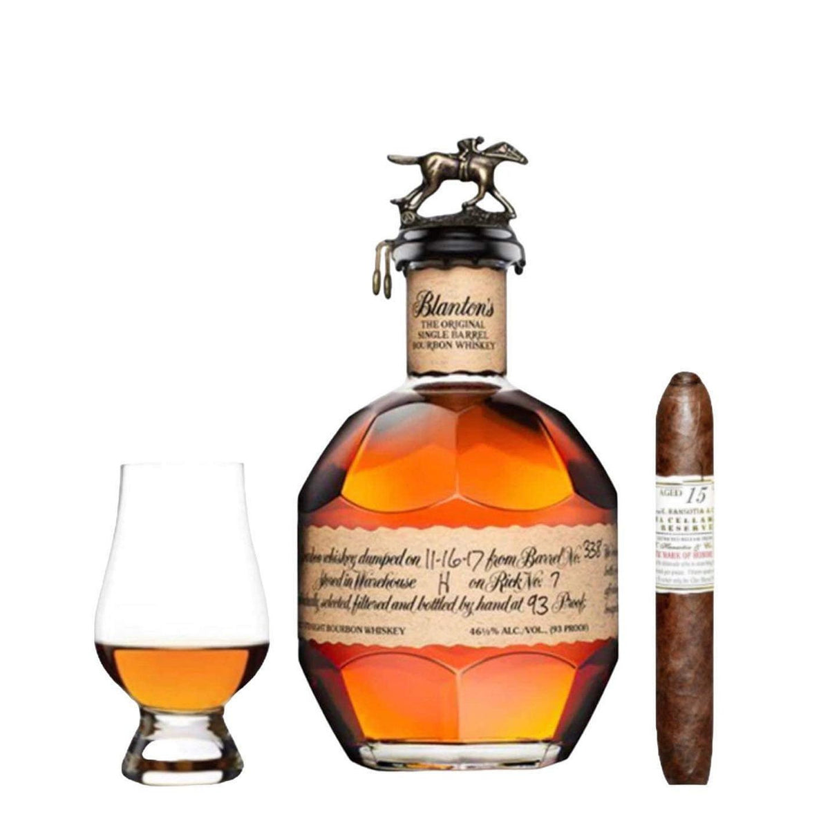 Blanton's Original Single Barrel Bourbon Gift Set with Premium Cigar & Glencairn Glass