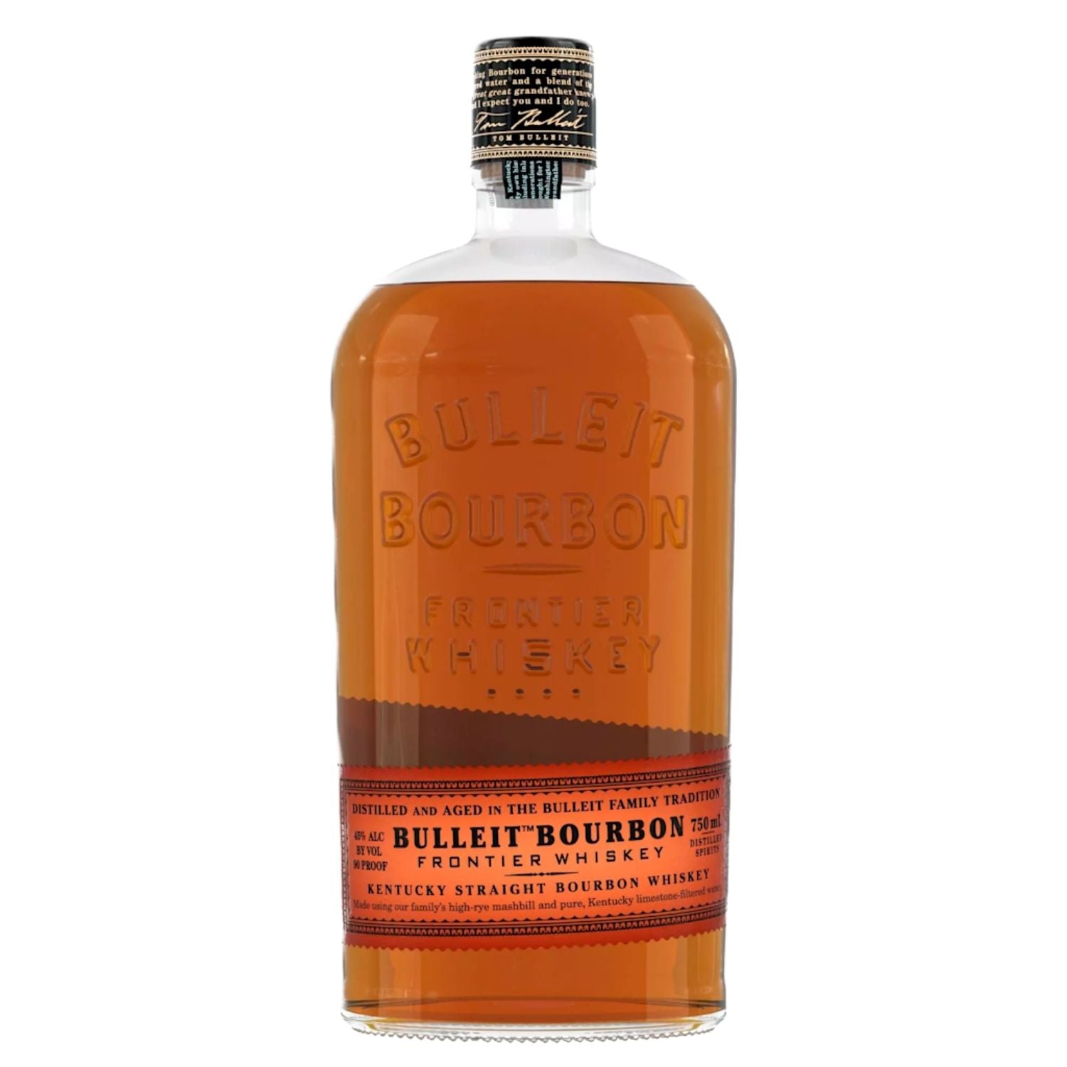 Bulleit Bourbon Frontier Whiskey 750ml – engravable premium Kentucky straight bourbon with high-rye mashbill, exclusive at Rare Bourbon Shop
