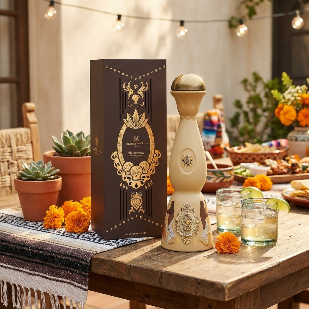 Clase Azul Día de los Muertos 2025 Limited Edition Tequila 1L hand-painted ceramic decanter table setting
