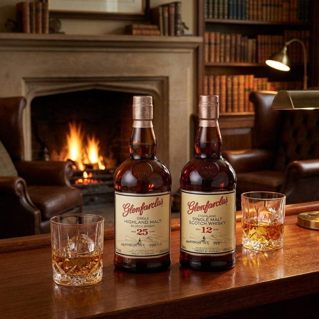 Glenfarclas 12 & 25 Year – Sherry Cask Single Malt Scotch Whisky Bundle (2 x 750ml)