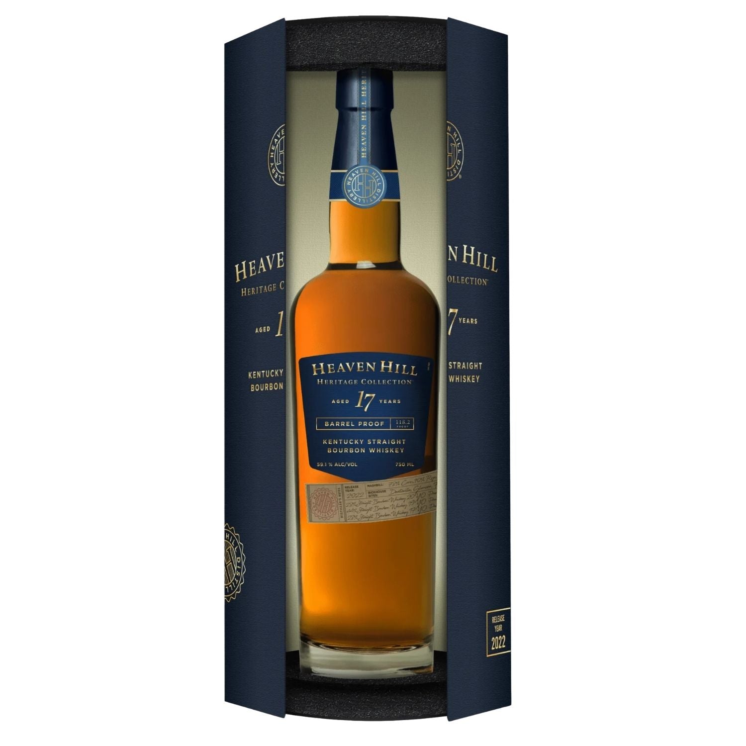 Heaven Hill Heritage Collection 17 Year Barrel Proof Bourbon Whiskey 750ml bottle from the inaugural 2022 ultra-premium limited edition release from Bardstown, Kentucky