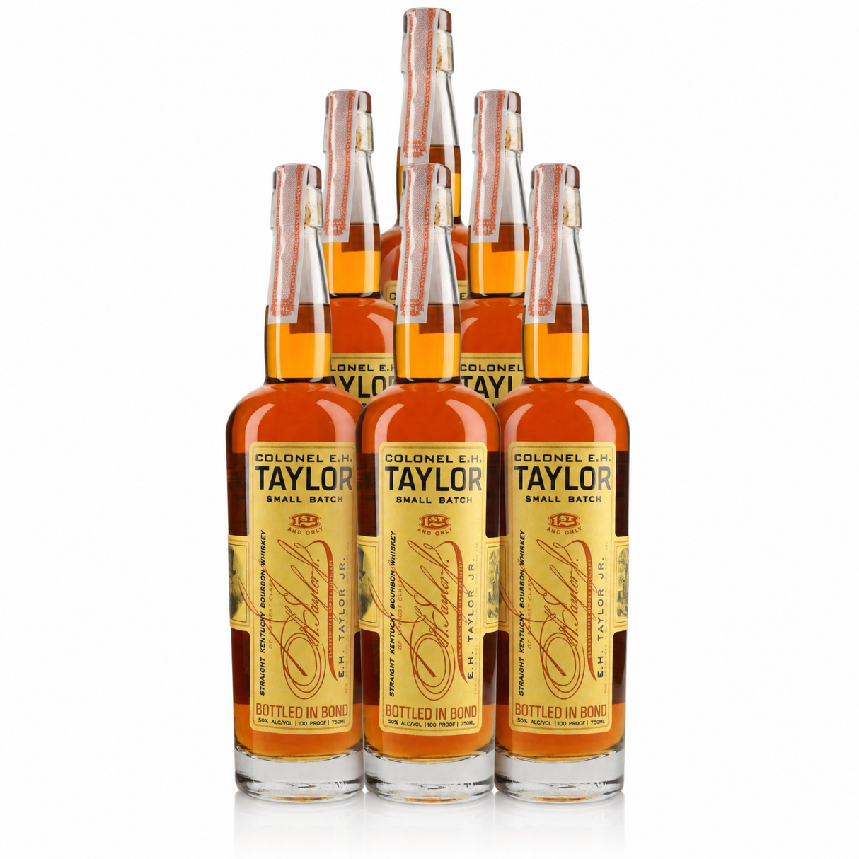 Colonel E.H. Taylor Small Batch Bourbon — six-bottle case, bottled-in-bond bourbon, 100 proof