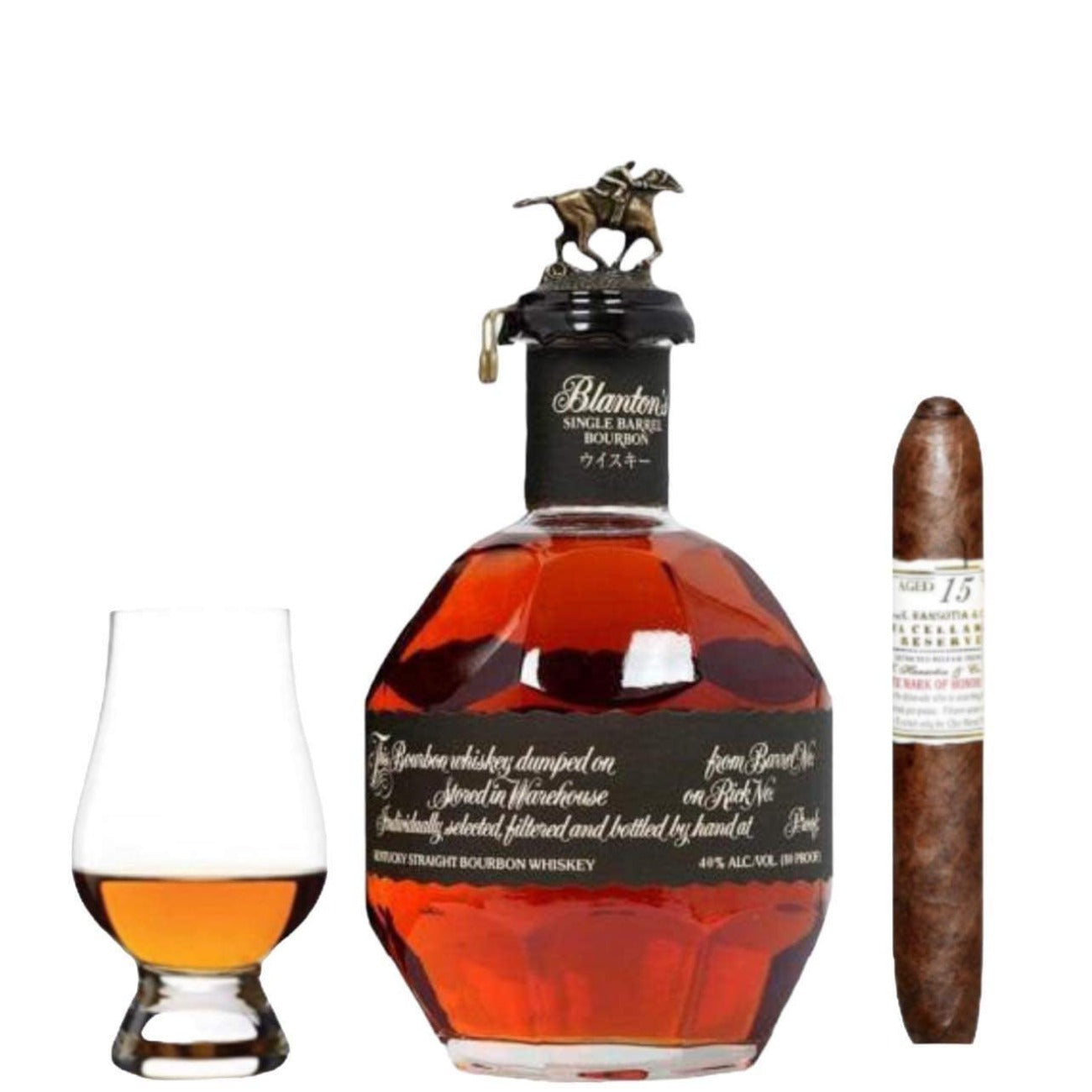 Blanton’s Black Edition Bourbon Whiskey Gift Set with Cigar & Glencairn Glass