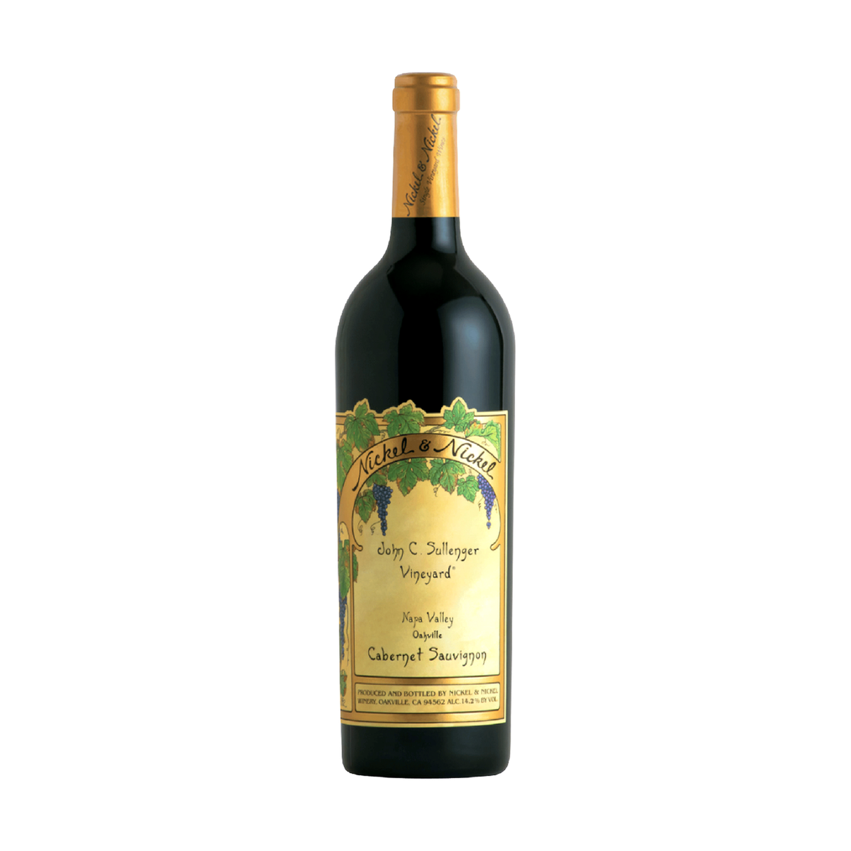 Nickel & Nickel John C. Sullenger Vineyard Cabernet Sauvignon 750ml bottle on white — cassis, black cherry, violet, graphite.