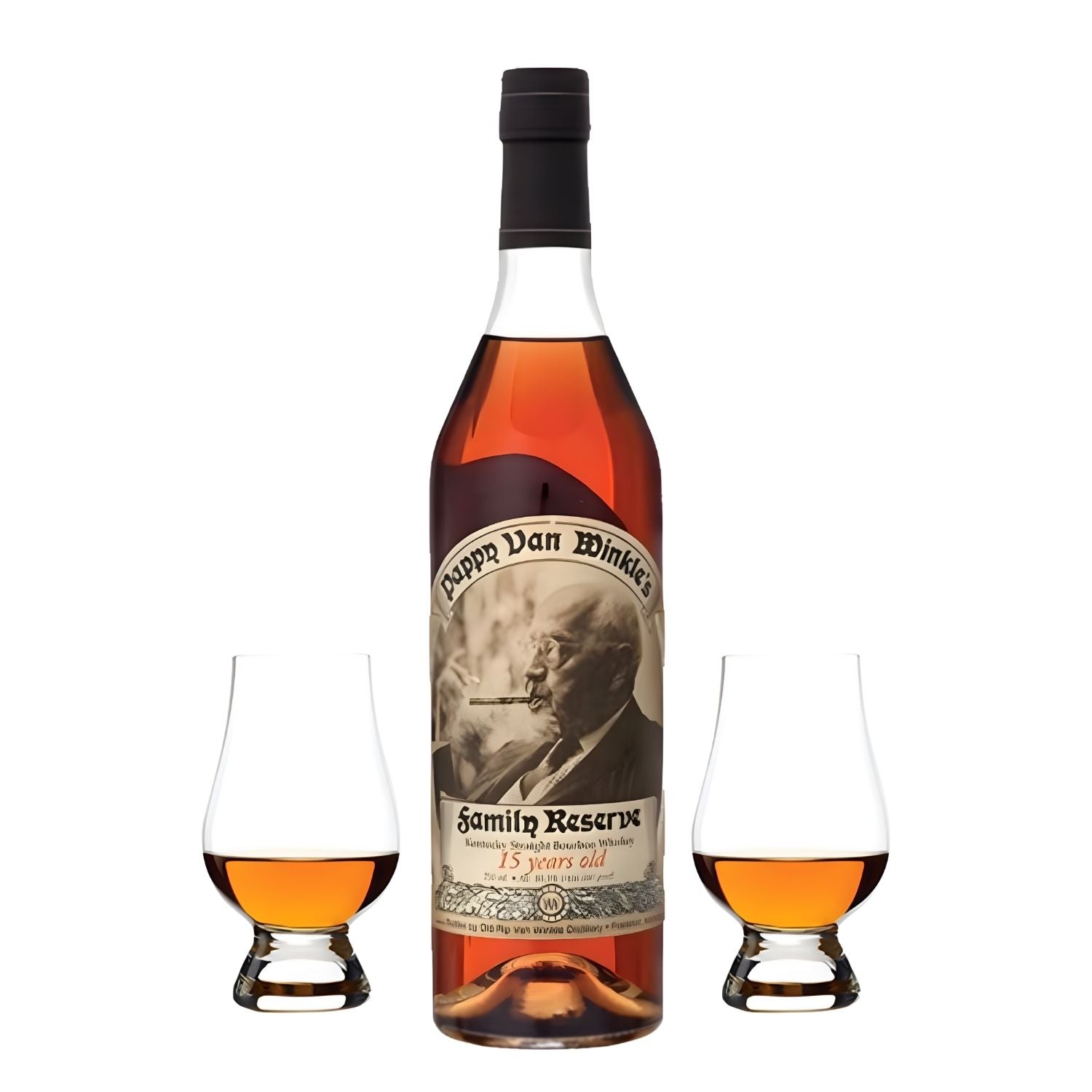 Pappy Van Winkle Family Reserve 15 Year Bourbon Whiskey Gift Set with 2 Glencairn Glasses 750ml – collector’s edition from Rare Bourbon Shop