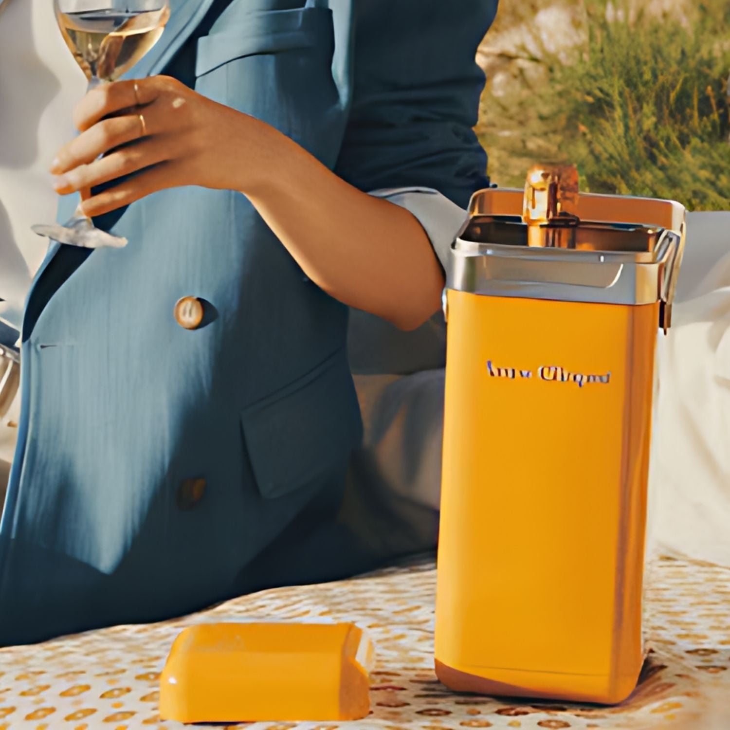 Limited edition Veuve Clicquot Brut Yellow Label Champagne gift set with yellow cooler – lifestyle photo from Rare Bourbon Shop