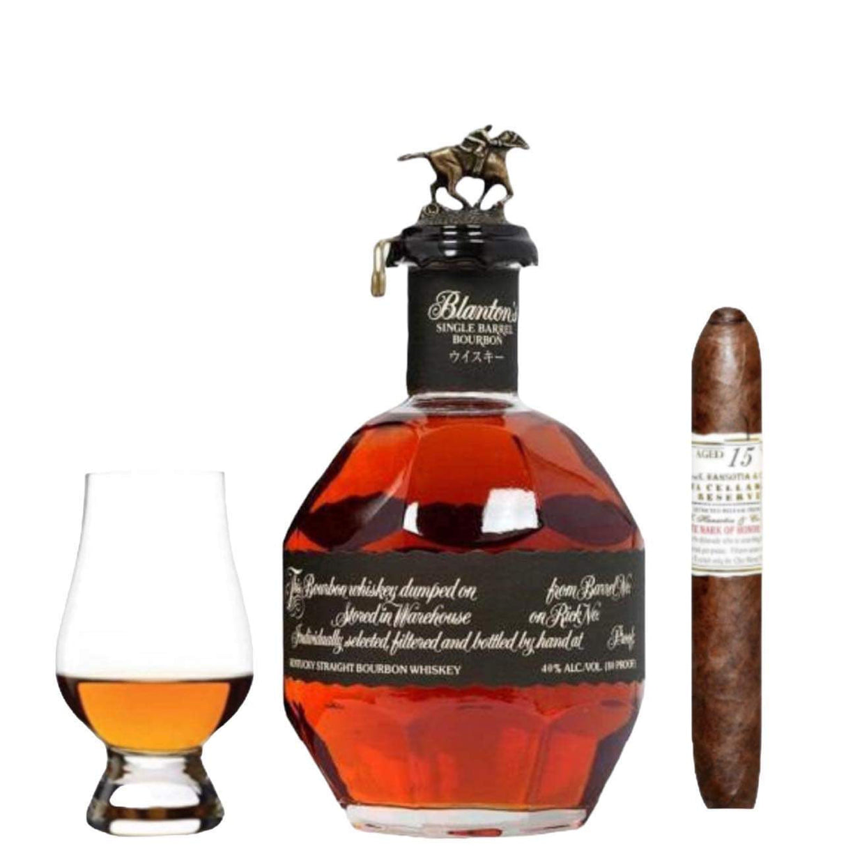 Blanton's Takara Black Edition Gift Set with Premium Cigar & Glencairn Glass