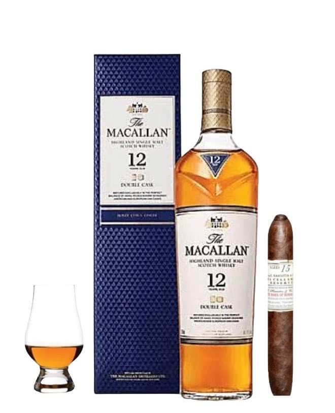Gift Set Bundle The Macallan 12yr Double Cask Cigar & Glencairn