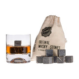 Premium Whiskey Stones Gift Set - 12 Marble Chilling Rocks with Storage Bag