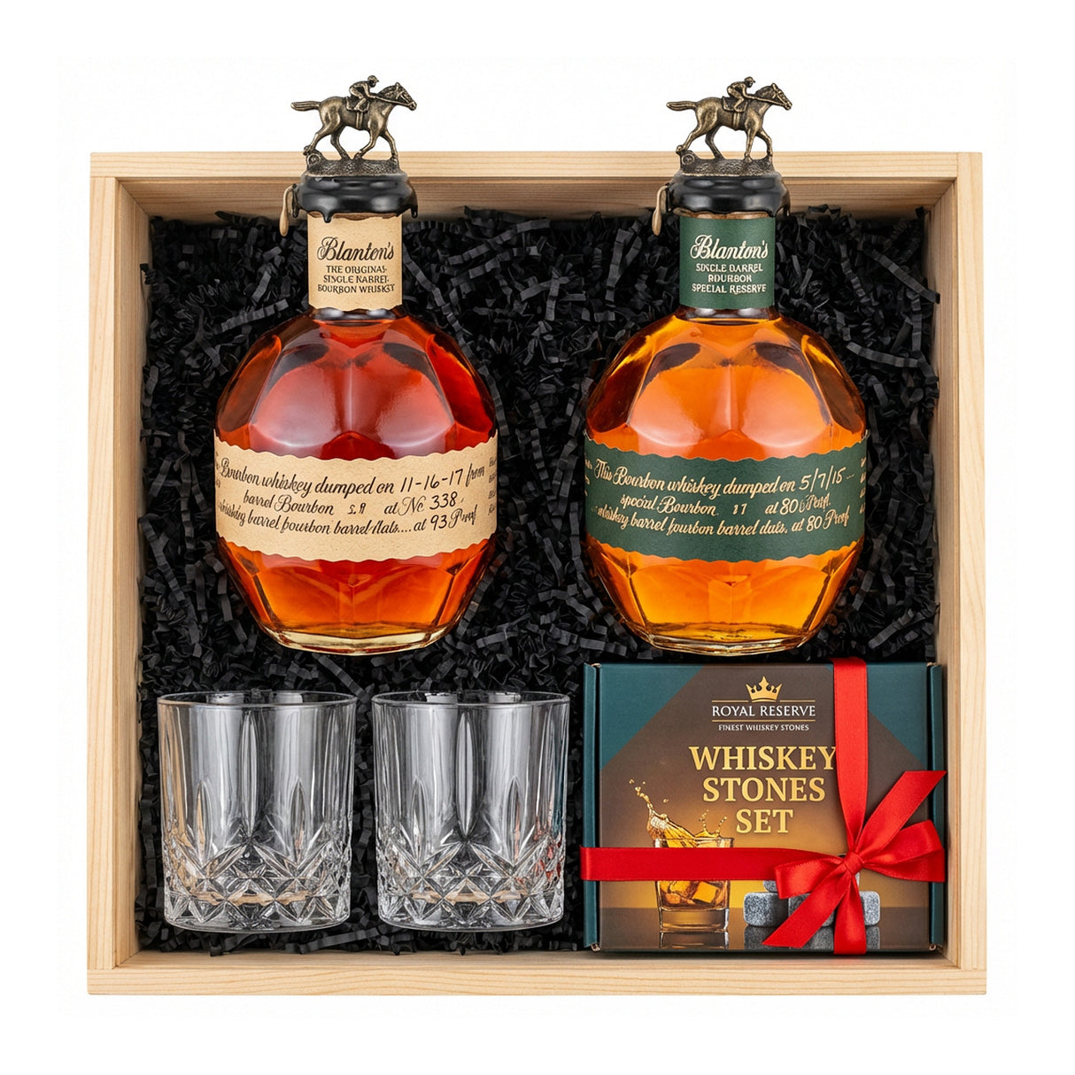 Blanton's Original & Special Reserve Gift Crate – Bourbon, Glasses & Whiskey Stones