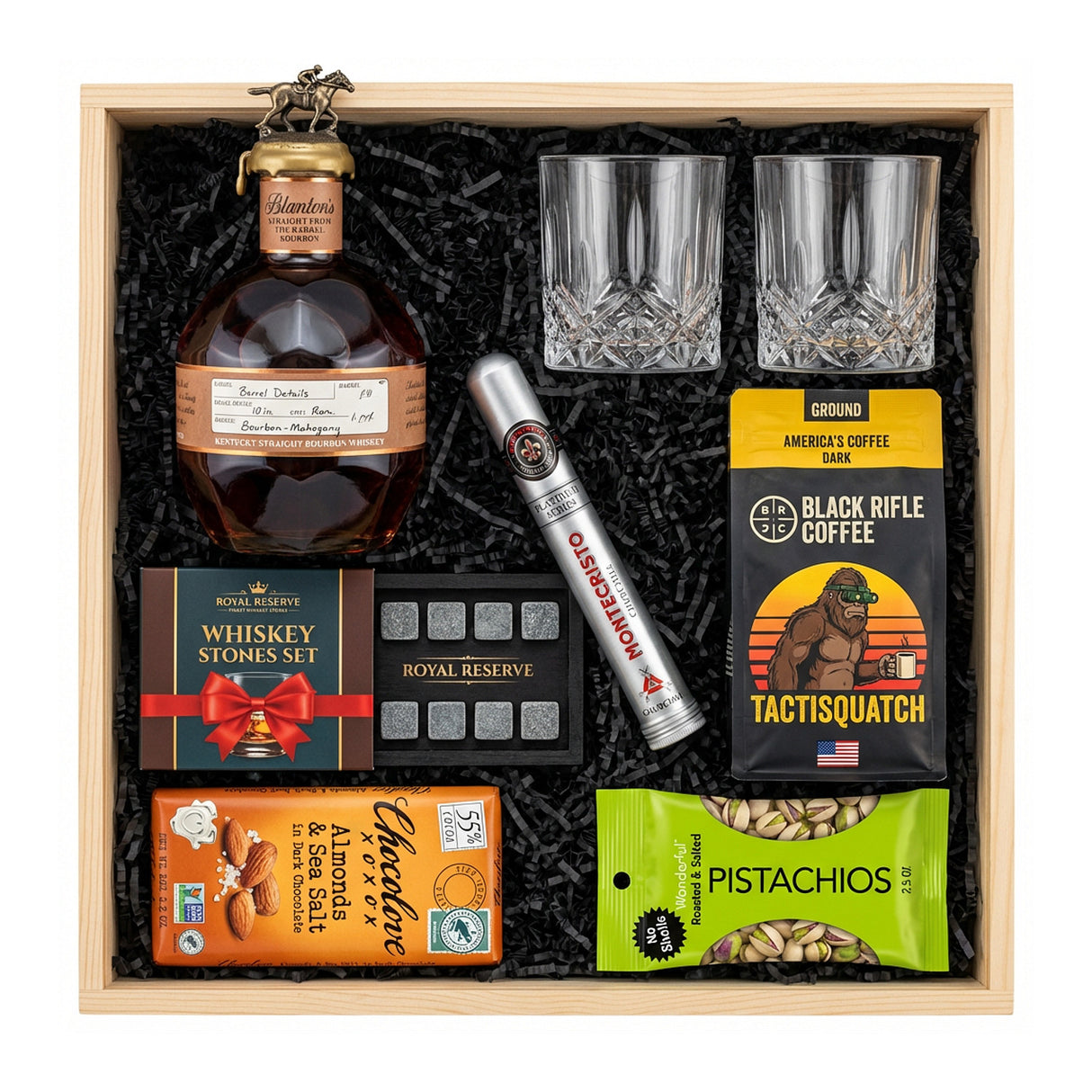 Blanton's Straight From the Barrel Gift Crate – Bourbon, Coffee, Chocolate & Whiskey Stones