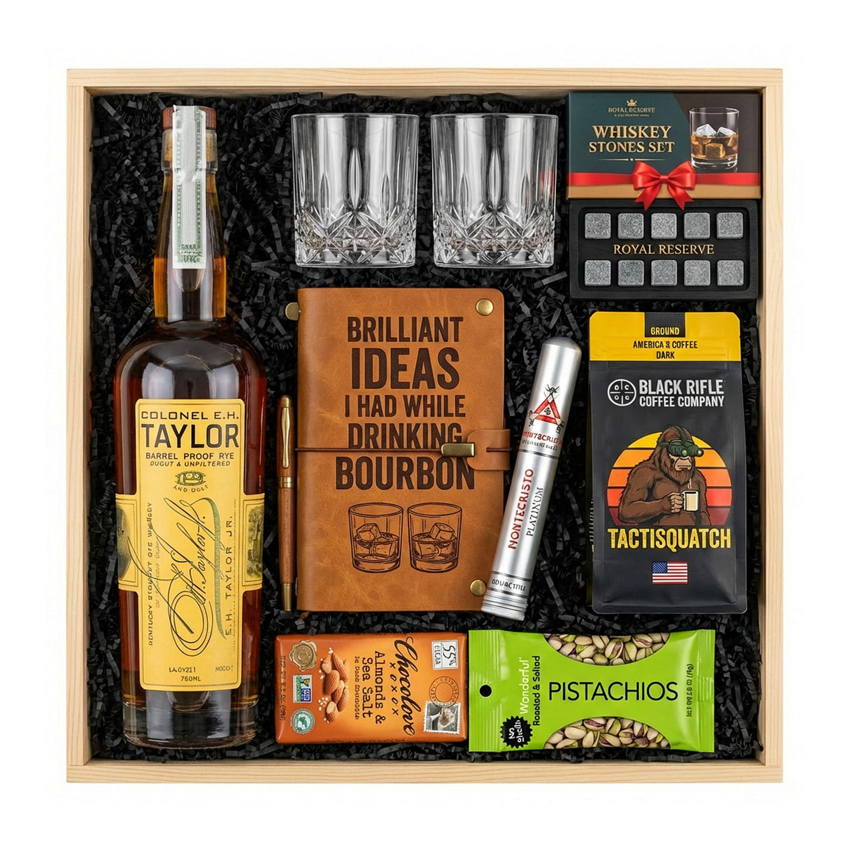 Colonel E.H. Taylor Barrel Proof Rye Top Shelf Gift Crate – Whiskey, Coffee & Premium Accessories