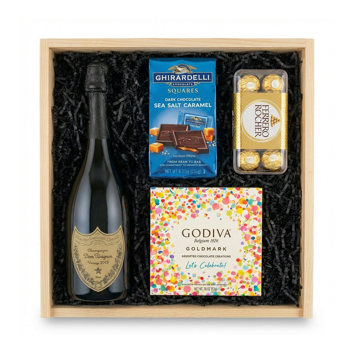 Dom Pérignon Champagne Gift Crate with Premium Chocolates (750ml)