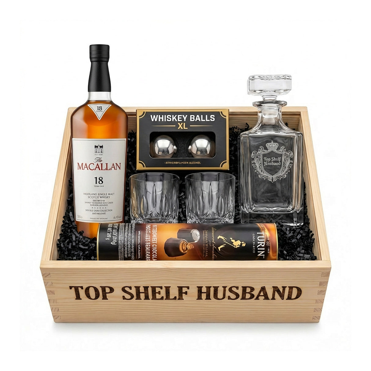 The Macallan 18 Year Double Cask – Scotch Whisky "Top Shelf Husband" Gift Crate