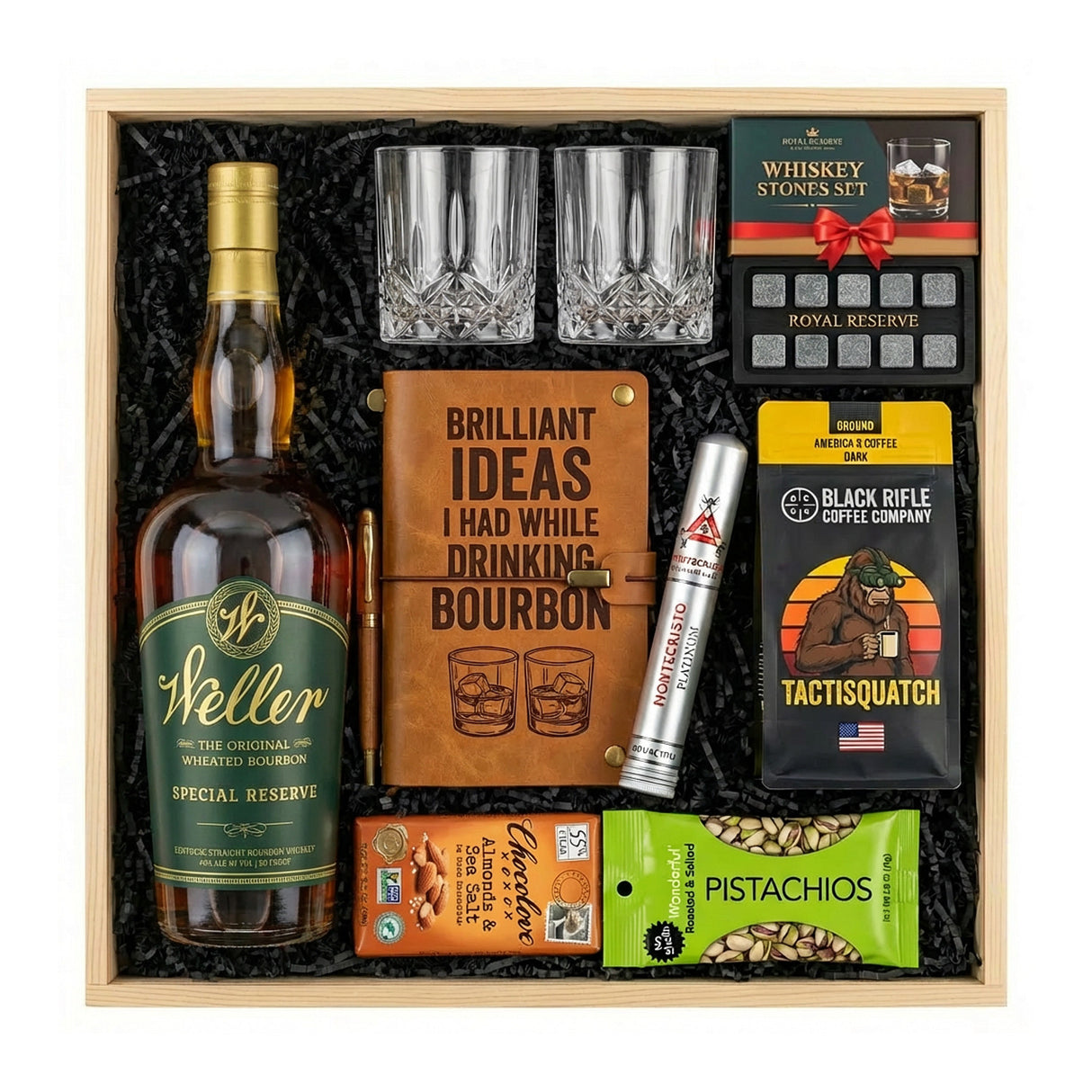 W.L. Weller Special Reserve Gold Foil Edition – Top Shelf Gift Crate – Whiskey, Coffee & Premium Accessories