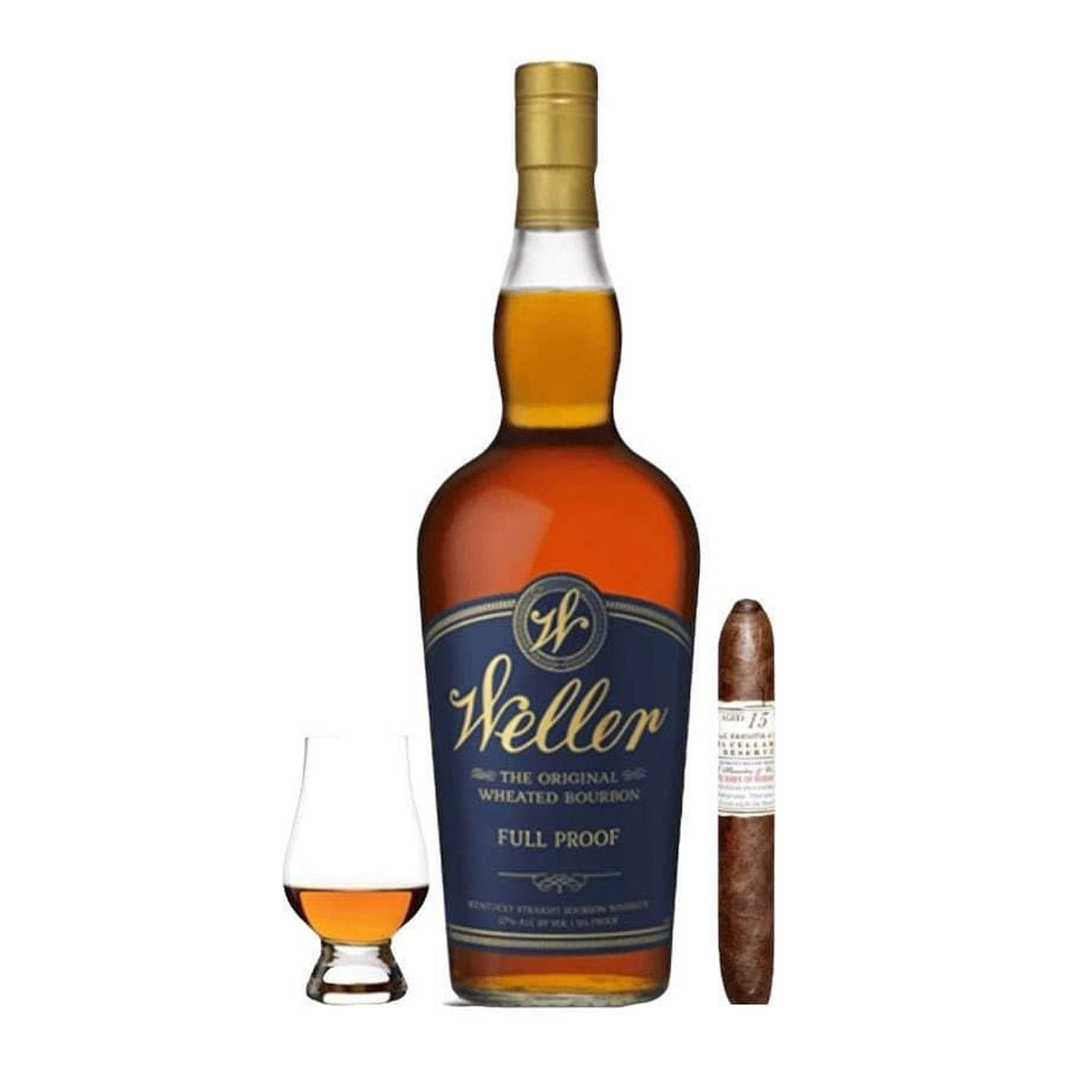 W.L. Weller Full Proof Bourbon Cigar & Glencairn Gift Set Bundle