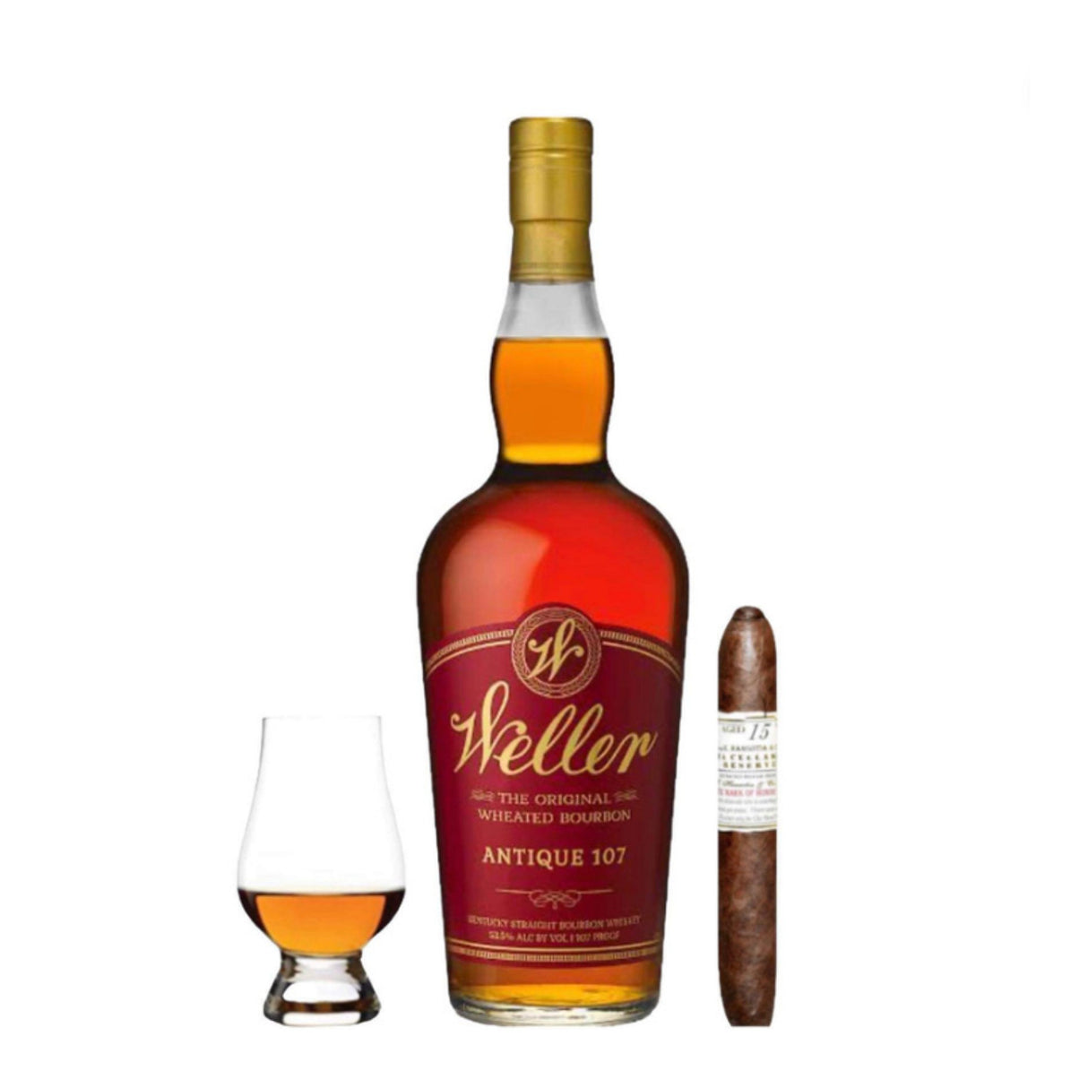 W.L. Weller Antique 107 Bourbon Cigar & Glencairn Gift Set