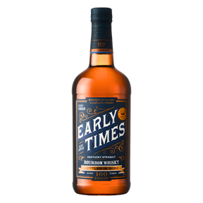 Early Times Bottled-in-Bond Kentucky Straight Bourbon Whisky 750ml bourbon bottle with rich amber glass, black screw cap with orange band, and navy blue label with bold white lettering and orange accents against a clean white background
