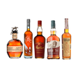 Collector bourbon bundle with Blanton's, Eagle Rare, Weller Antique 107, Buffalo Trace, and E.H. Taylor Small Batch on black background