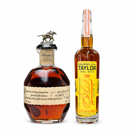 Blanton’s and E.H. Taylor collector bourbon bundle on white background