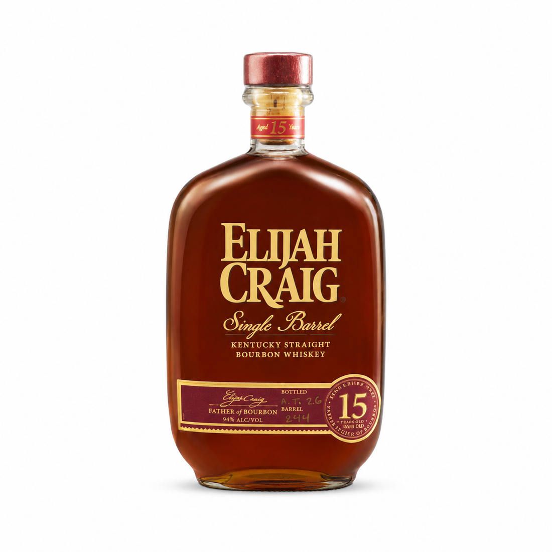Elijah Craig 15 Year Single Barrel bourbon whiskey collector bottle