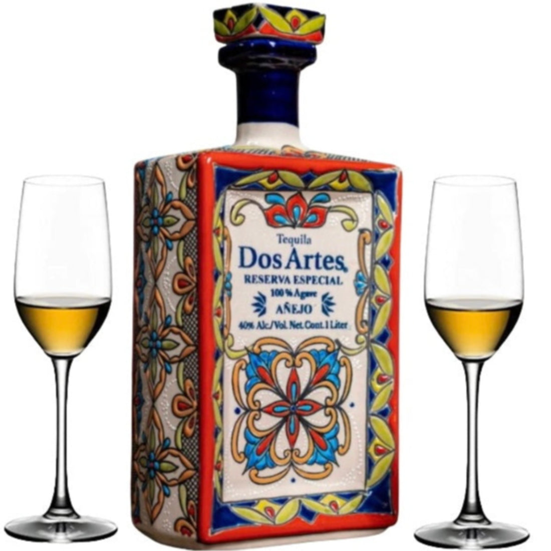Dos Artes Reserva Añejo Tequila Gift Set with 2 Glasses 1L