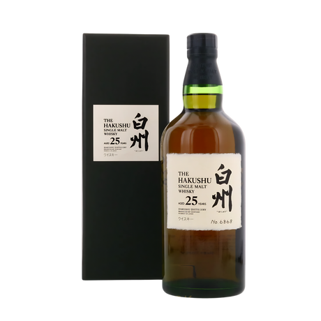 Hakushu 25 Year Old rare Japanese whisky bottle and presentation box