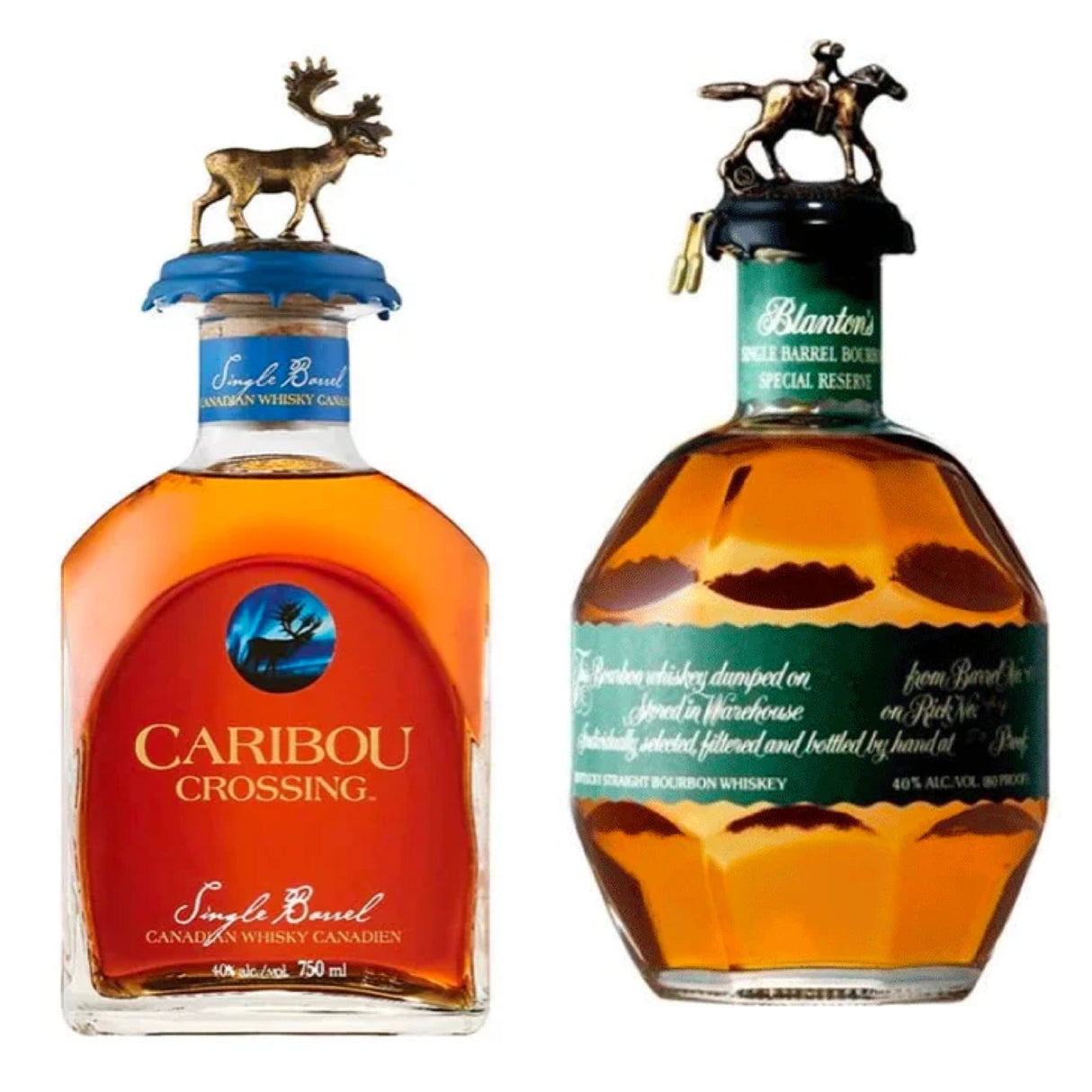 Blanton's Special Reserve Green and Caribou Crossing Bourbon Whiskey Bundle