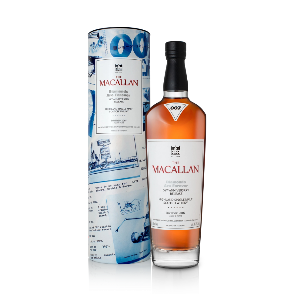 The Macallan Diamonds Are Forever 18 Year Old limited edition James Bond Scotch bottle
