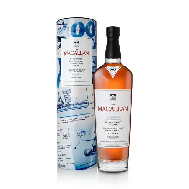 The Macallan Diamonds Are Forever 18 Year Old limited edition James Bond Scotch bottle