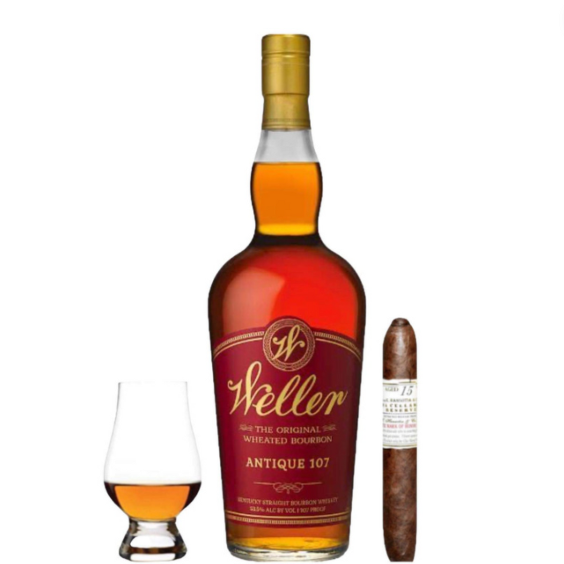 W.L. Weller Antique 107 Bourbon Cigar &amp; Glencairn Gift Set