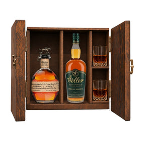 Blanton's Original Single Barrel & W.L. Weller Special Reserve Gift Set with Wooden Box & 2 Crystal Glasses – 2 x 750ml