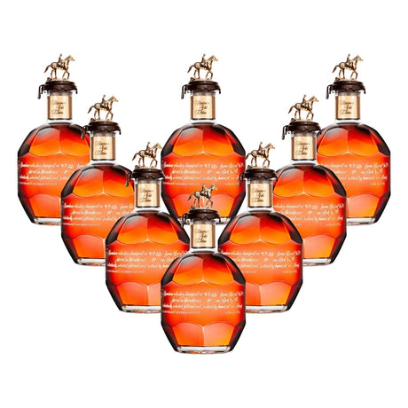Blanton's Gold Edition Single Barrel Bourbon complete 8-bottle collector's set with B-L-A-N-T-O-N-S gold horse and jockey stoppers, 750ml bottles