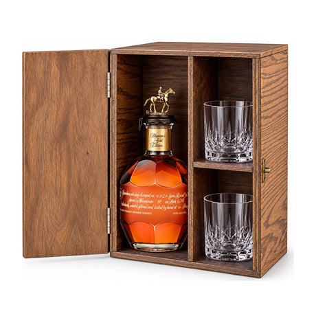 Blanton's Gold Edition Gift Set with Wooden Box & 2 Crystal Glasses – wooden gift box with 2 crystal glasses