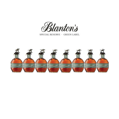 Blanton's Green Label Special Reserve full letter set - 8 bottles with B-L-A-N-T-O-N-S horse stoppers