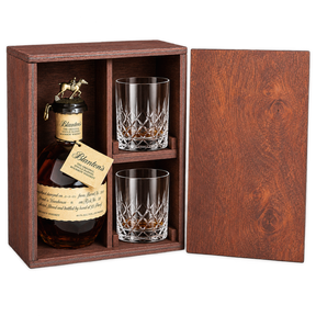 Blanton's Original Single Barrel Bourbon 750ml in a wooden gift case with two included old-fashioned glasses