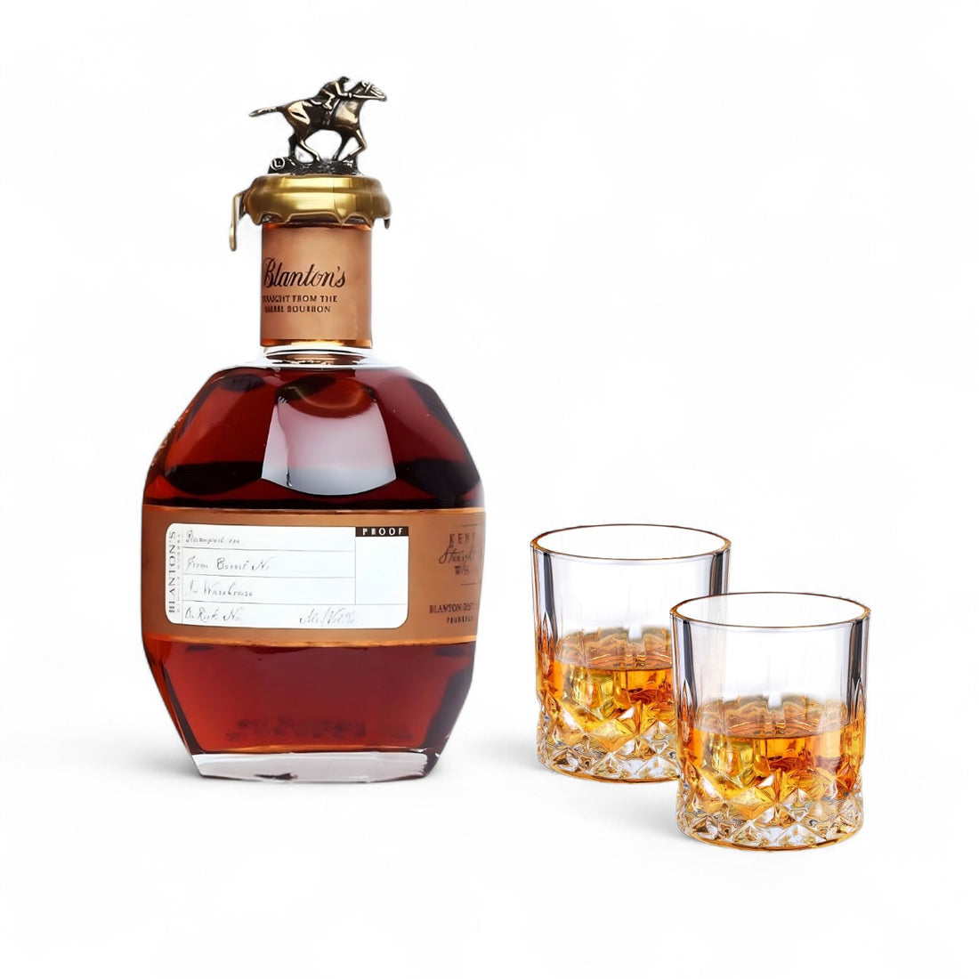 Blanton’s Straight From the Barrel Bourbon 700ml Gift Set with 2 Old-Fashioned Glasses – collector’s edition from Rare Bourbon Shop