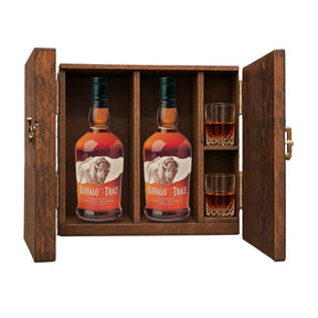 Buffalo Trace Dual Gift Set with Wooden Box & 2 Crystal Glasses – 2 x 750ml