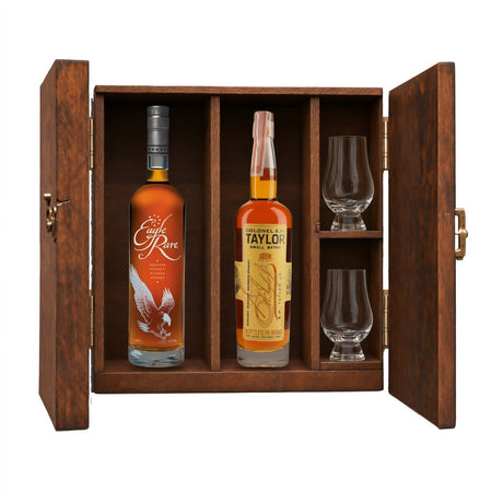Eagle Rare 10 Year & E.H. Taylor Small Batch Gift Set with Wooden Box & 2 Crystal Glasses – 2 x 750ml — Glencairn Glasses