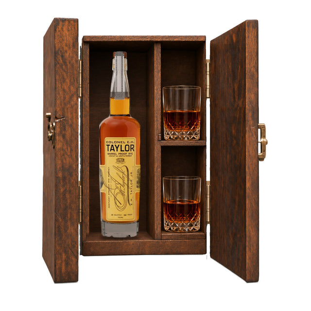 E.H. Taylor Barrel Proof Rye Gift Set, Wooden Box & 2 Glasses 750ml