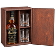 W.L. Weller 12 Year bourbon wooden gift box with two crystal glasses