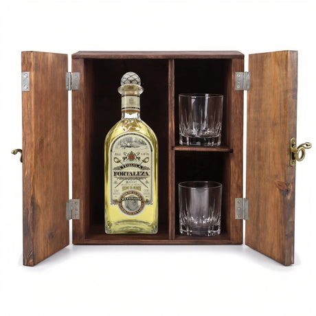Fortaleza Winter Blend Reposado Tequila 2025 Limited Release Gift Set with Wooden Box & 2 Crystal Glasses – 750ml