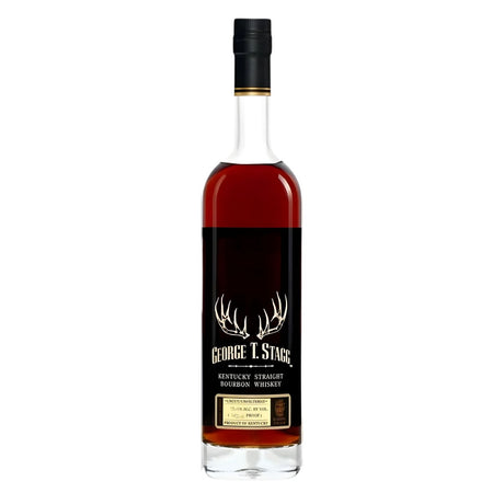George T. Stagg Bourbon Whiskey 2025 limited release 142.8 proof bottle on white background – rare collectible bourbon