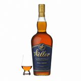 W.L. Weller Full Proof bourbon bottle with Glencairn glass