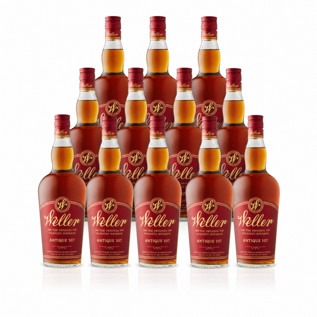 W.L. Weller Antique 107 Bourbon — twelve-bottle case, wheated bourbon, 107 proof