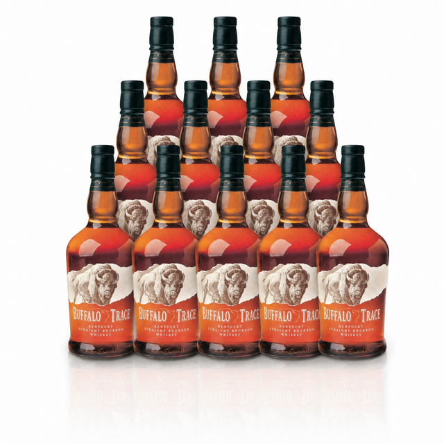 Buffalo Trace Bourbon — twelve-bottle case, Kentucky straight bourbon, 90 proof