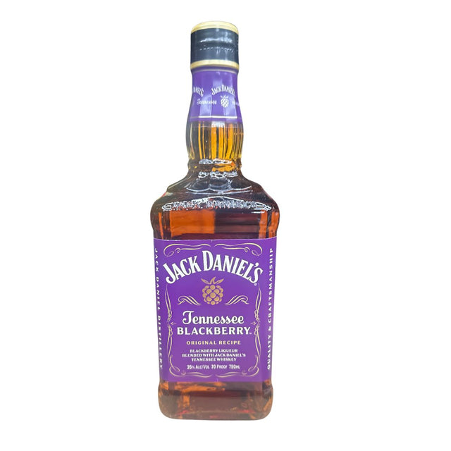Jack Daniel's Tennessee Blackberry Whiskey Liqueur 750ml bottle infused with ripe blackberries and charcoal-mellowed through the Lincoln County Process from Lynchburg, Tennessee