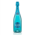 Luc Belaire Bleu Édition Limitée sparkling wine bottle with turquoise blue glass, textured blue foil neck, and ornate blue label against a clean white background