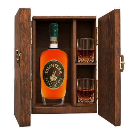 Michter's 10 Year Single Barrel Rye Gift Set, Wooden Box & 2 Glasses 750ml